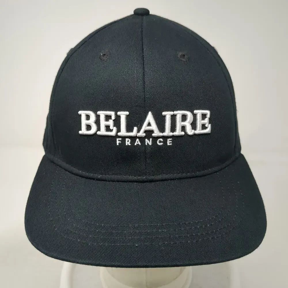 Luc Belaire France Snapback Hat Black White One Size Embroidered Cotton Logo